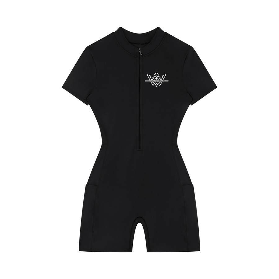 Women's Quarter-Zip Short Sleeve Romper