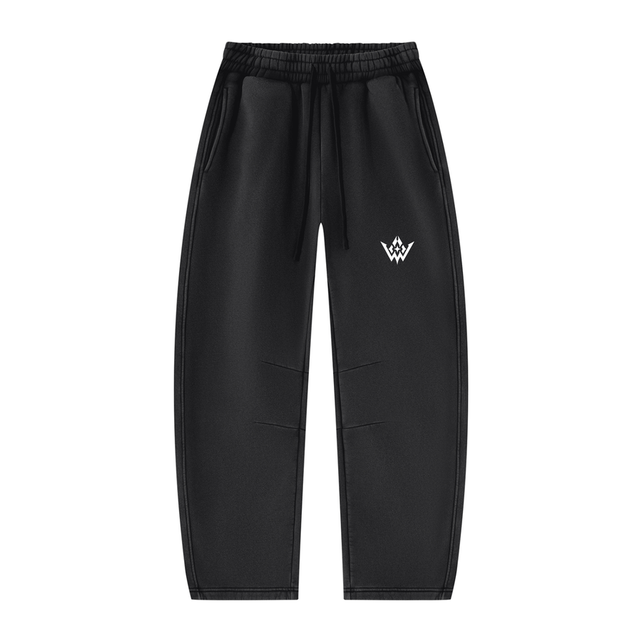 WAD Unisex Vintage Wash Barrel Leg Fleece Sweatpants