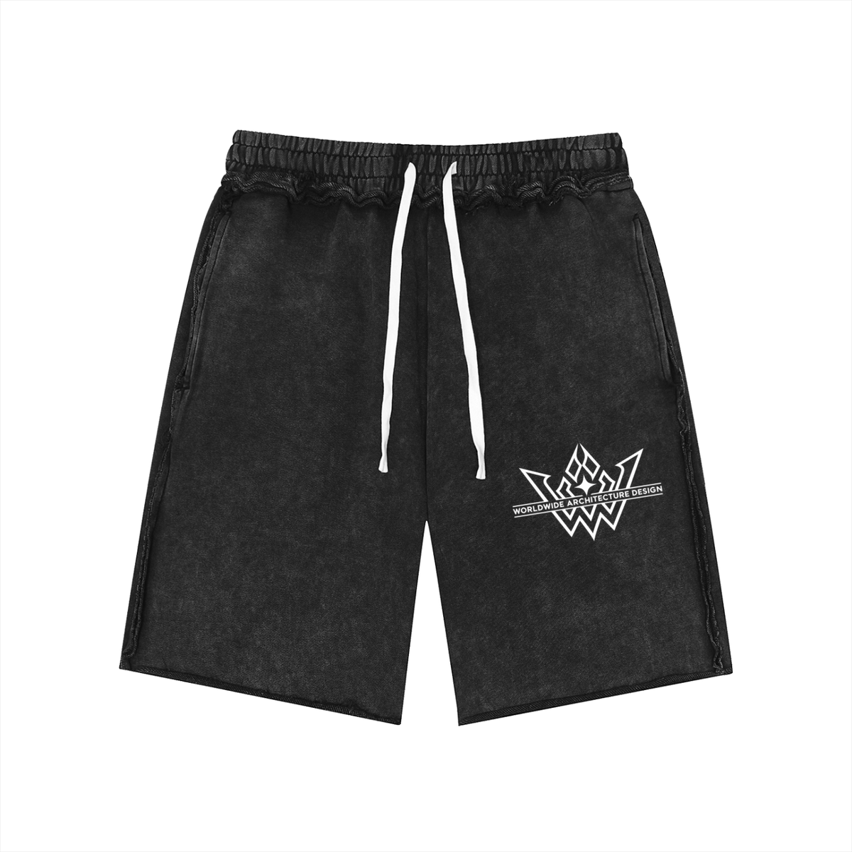 Unisex Mineral Wash Raw Edge Shorts