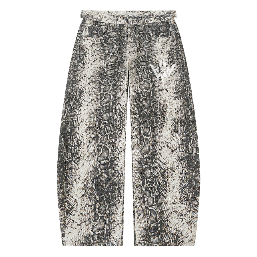 Men's Snake Print Barrel Leg Pants