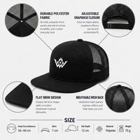 Embroidery Flat-Brim Mesh Cap