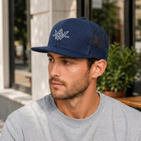 Embroidery Flat-Brim Mesh Cap
