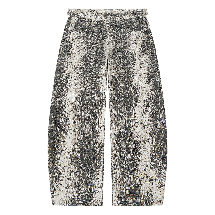 WAD Men's Snake Print Barrel Leg Pants