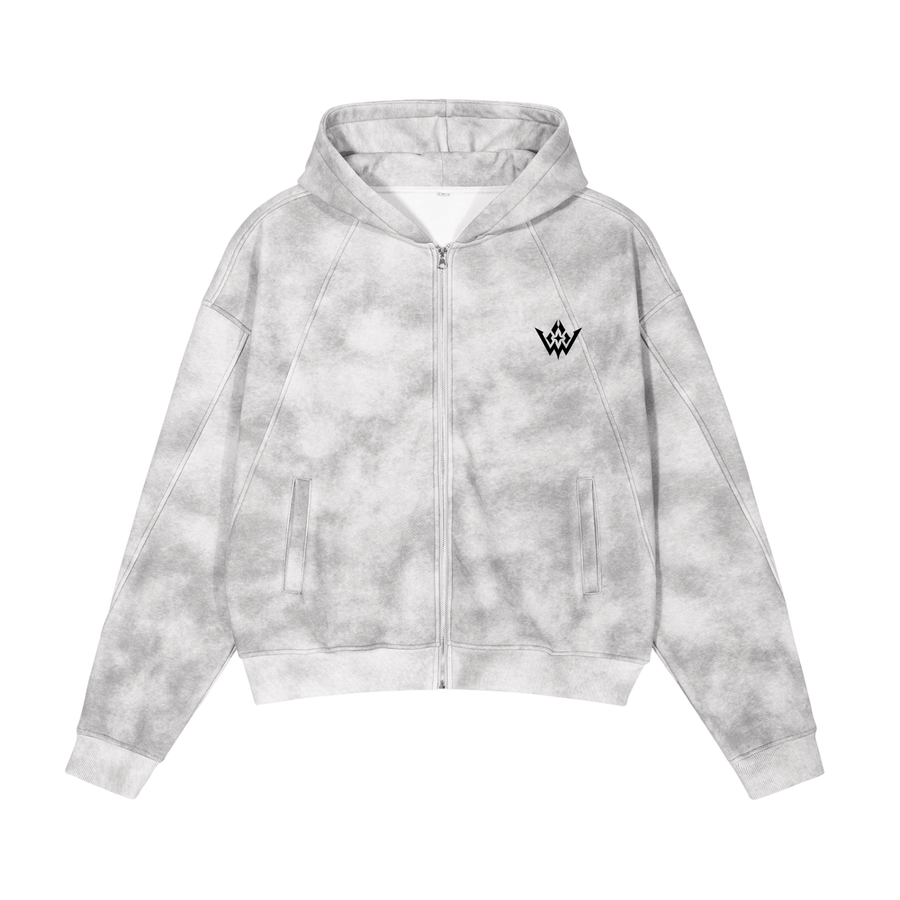 WAD Dirty Washed Zip-Up Fleece Hoodie