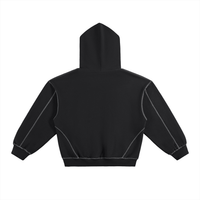Contrast-Stitched Boxy Fleece Hoodie