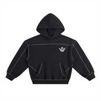 Contrast-Stitched Boxy Fleece Hoodie