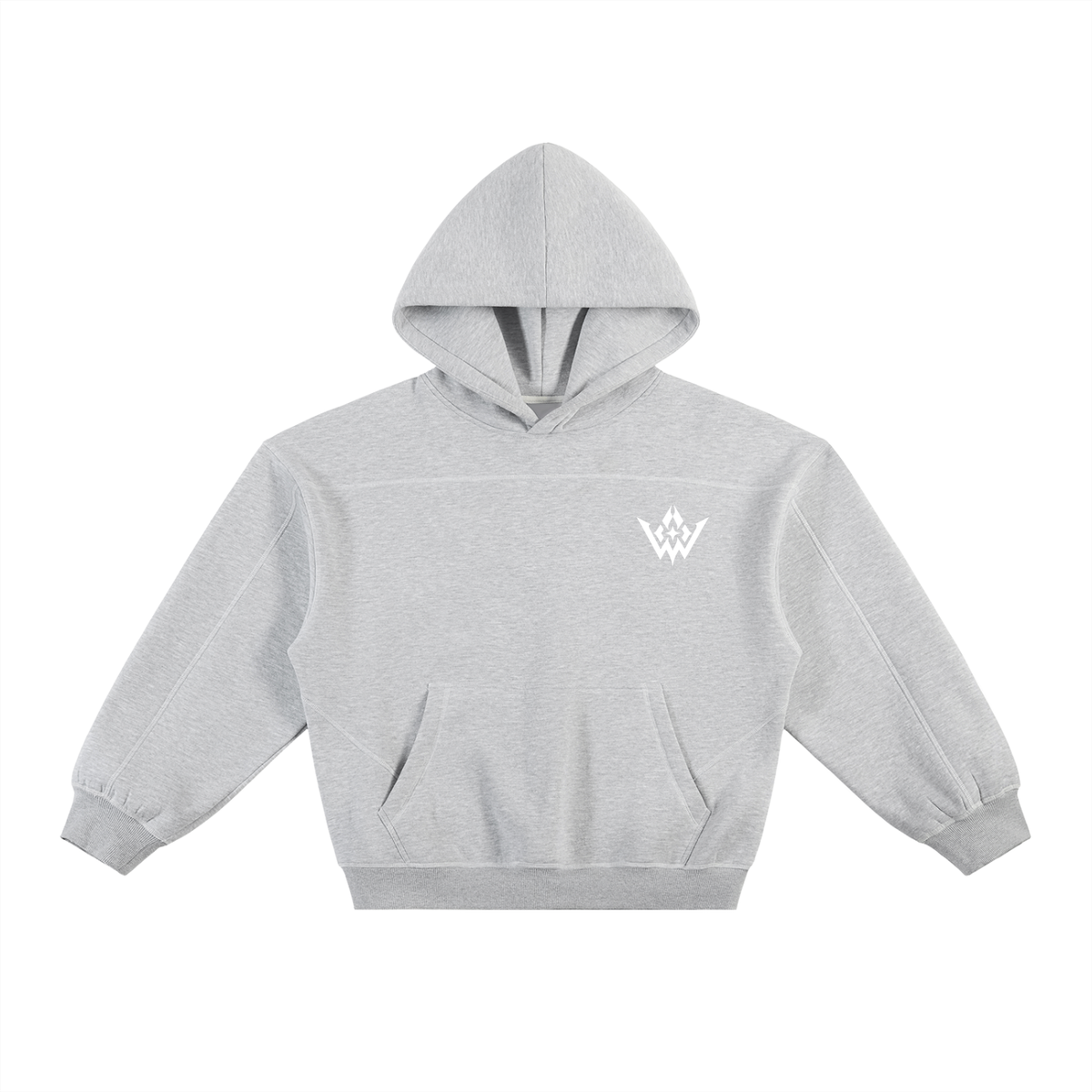 Contrast-Stitched Boxy Fleece Hoodie
