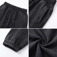 Heavyweight Fleece-Lined Washed Jogger Pants for Men|355GSM