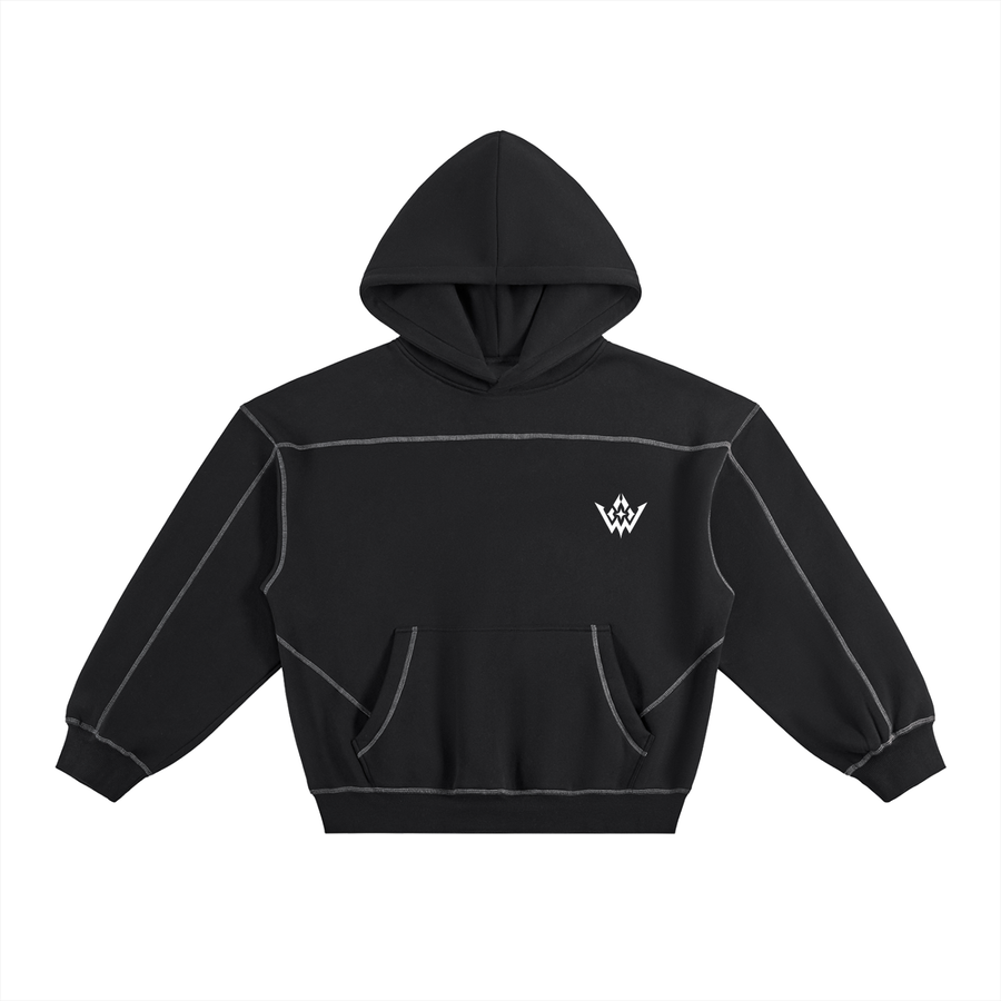 WAD Contrast-Stitched Boxy Fleece Hoodie