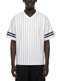 Unisex Striped Loose V-Neck T-Shirt
