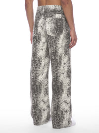 Men's Snake Print Barrel Leg Pants
